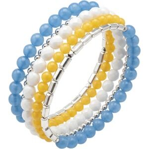 UCLA Bruins colored Beaded Stretch Bracelet Set Blue Yellow White Silver Boho